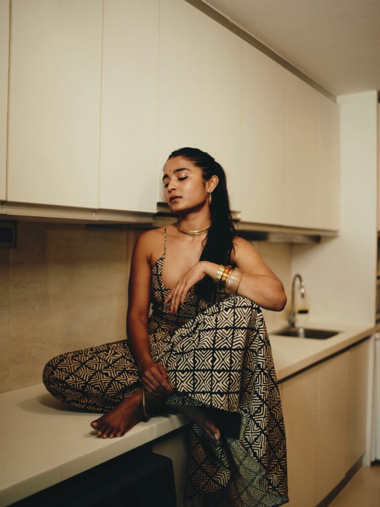 Portrait of Chaithra J Achar showcasing ethnic style