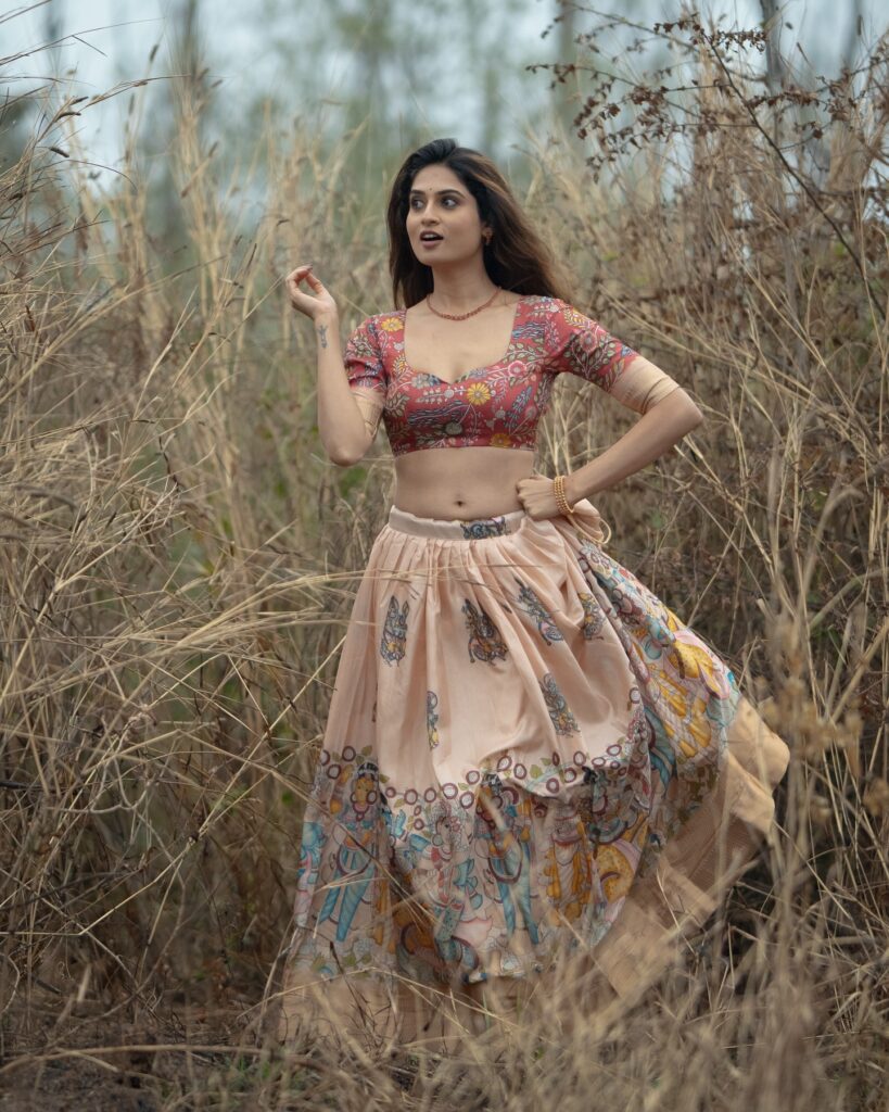 Stylish portrait of actress Moksha Kushal posing for a photoshoot