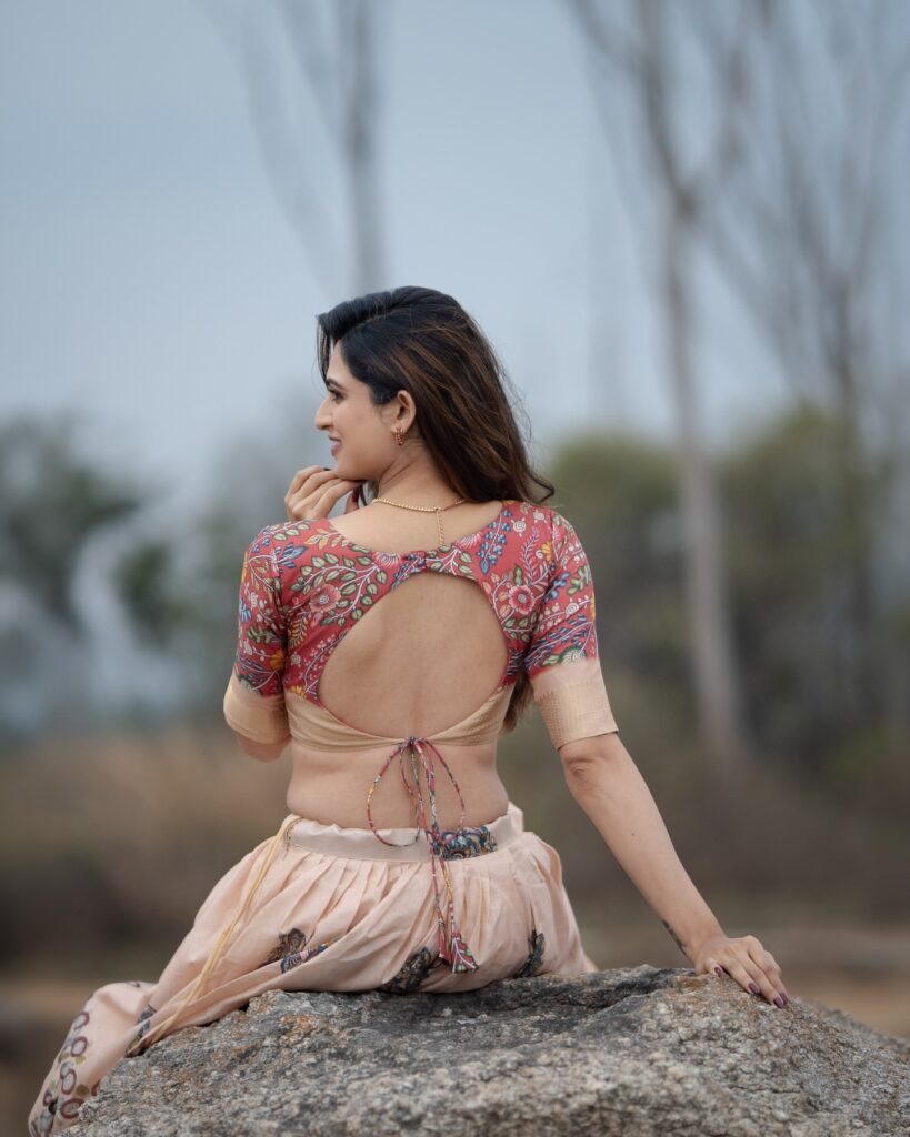 Stylish portrait of actress Moksha Kushal posing for a photoshoot
