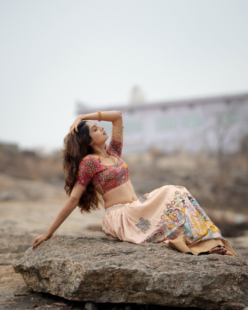 Stylish portrait of actress Moksha Kushal posing for a photoshoot