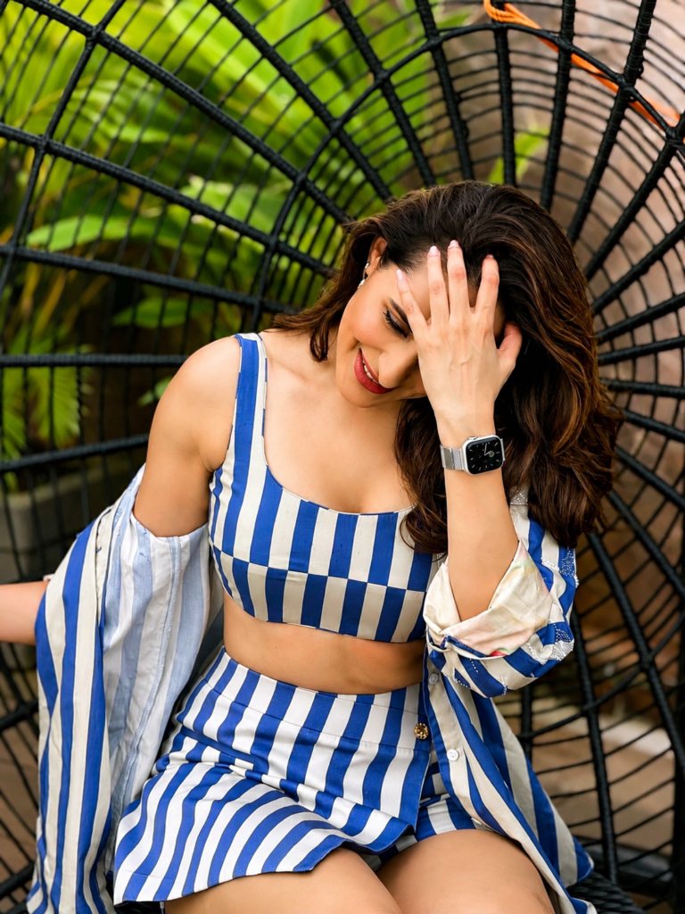 Pragya Jaiswal in stripes dress photoshoot